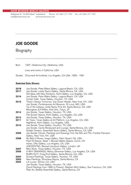 JOE GOODE Biography