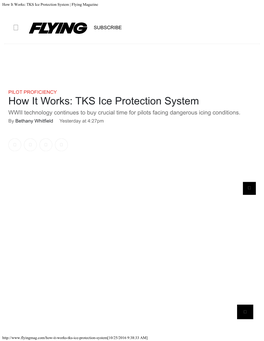 How It Works: TKS Ice Protection System | Flying Magazine