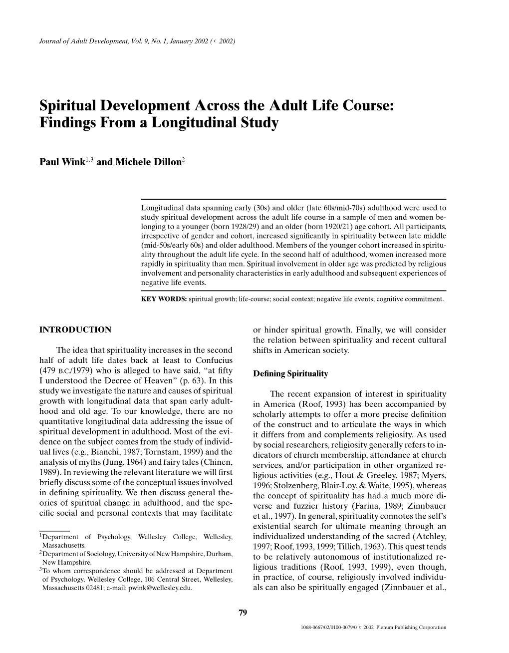 Spiritual Development Across the Adult Life Course: Findings from a Longitudinal Study