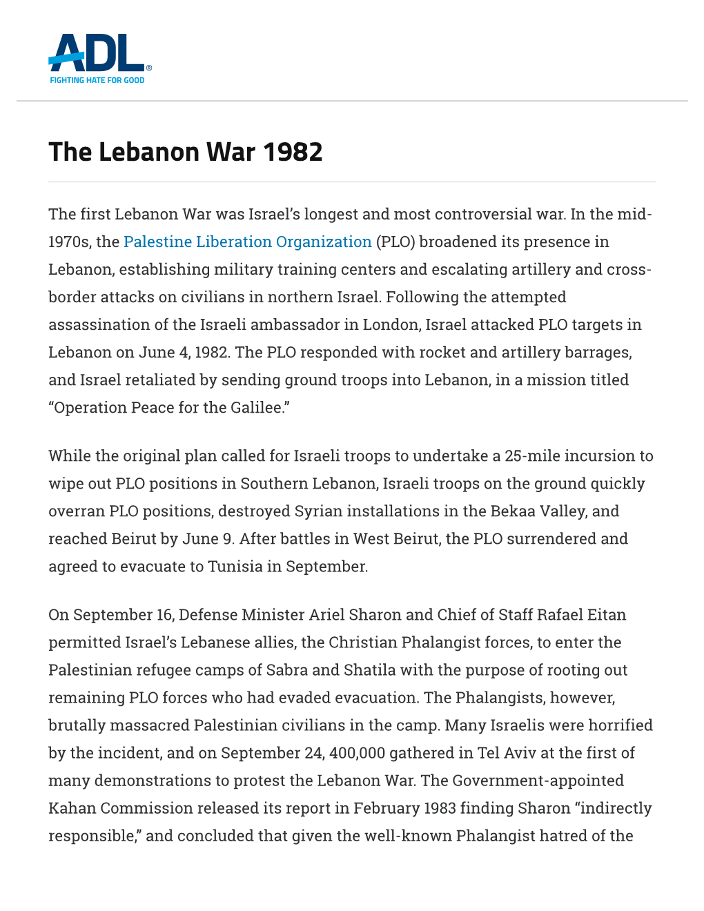 The Lebanon War 1982