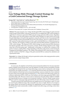 Low-Voltage Ride-Through Control Strategy for a Grid-Connected Energy Storage System