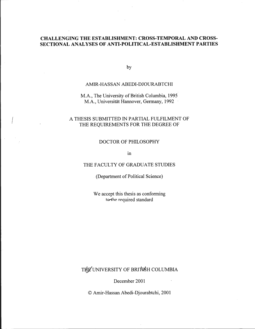 Sectional Analyses of Anti-Political-Establishment Parties