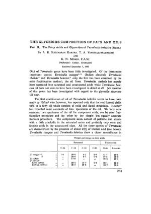 THE GLYCERIDE COMPOSITION of FATS and OILS Part II