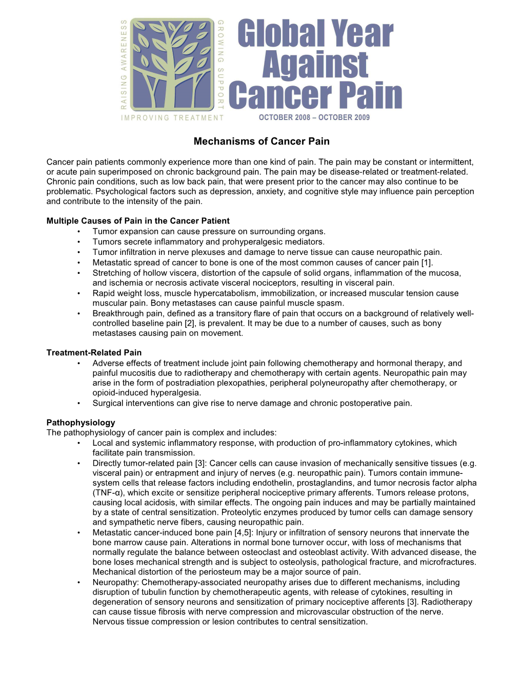 Mechanisms of Cancer Pain