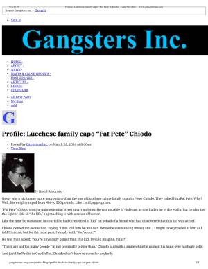 Lucchese Family Capo “Fat Pete” Chiodo - Gangsters Inc