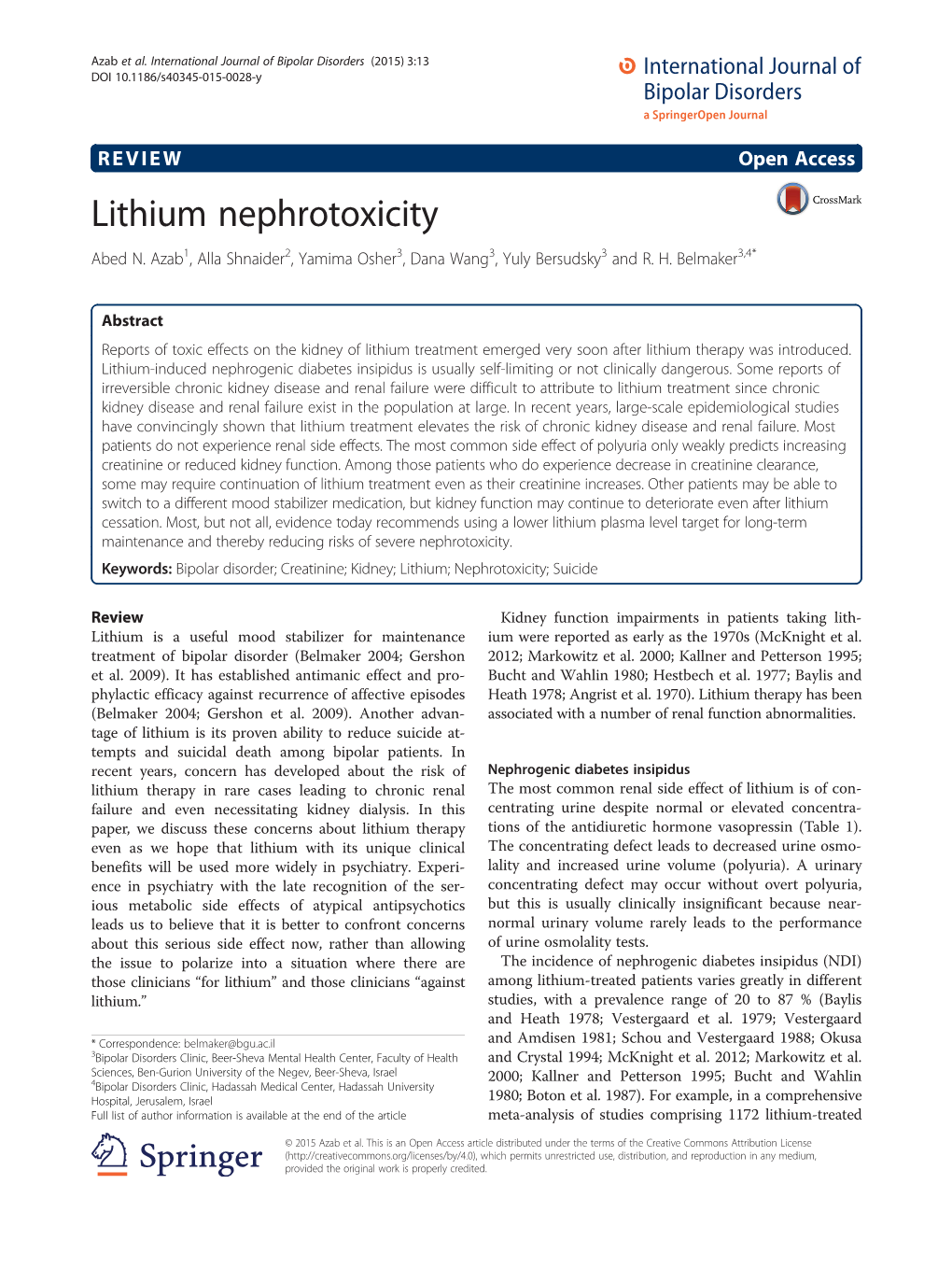 Lithium Nephrotoxicity Abed N