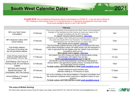 South West Calendar Dates 2021