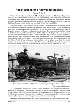 Recollections of a Railway Enthusiast Thomas L