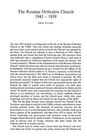 The Russian Orthodox Church 1945 - 1959