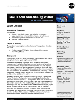 Lunar Landing Educator Edition