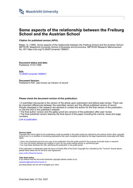 Some Aspects of the Relationship Between the Freiburg School and the Austrian School