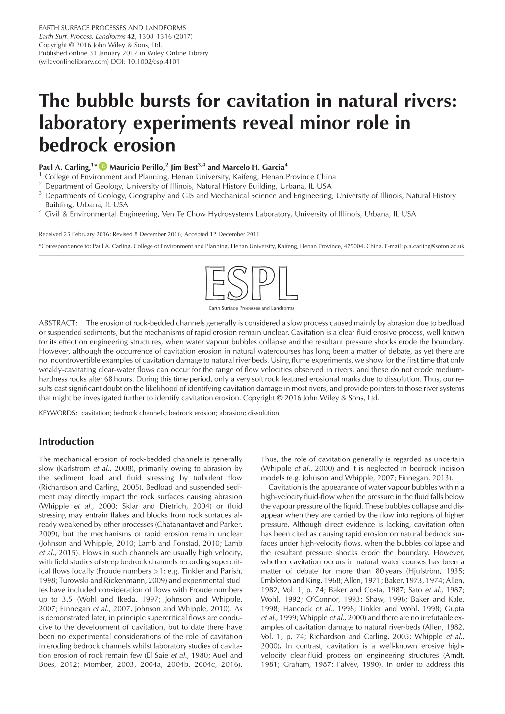 The Bubble Bursts for Cavitation in Natural Rivers: Laboratory Experiments Reveal Minor Role in Bedrock Erosion