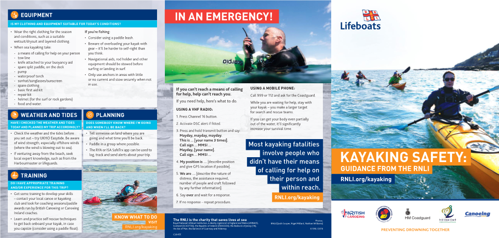 KAYAKING SAFETY: and Give GPS Location If Possible]