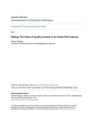 Editing: the Value of Quality Content in an Online-First Industry