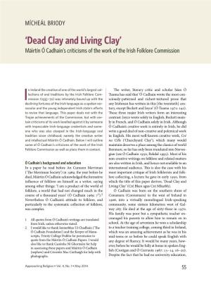 'Dead Clay and Living Clay'