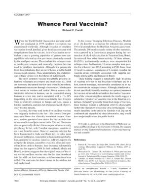 Whence Feral Vaccinia? Richard C