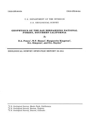 GEOPHYSICS of the SAN BERNARDINO NATIONAL FOREST, SOUTHERN CALIFORNIA by D.A