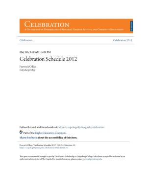 Celebration Schedule 2012 Provost's Office Gettysburg College