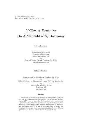 M-Theory Dynamics on a Manifold of G2 Holonomy