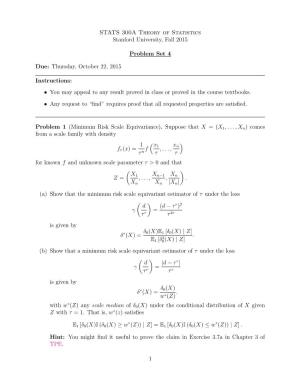 STATS 300A Theory of Statistics Stanford University, Fall 2015