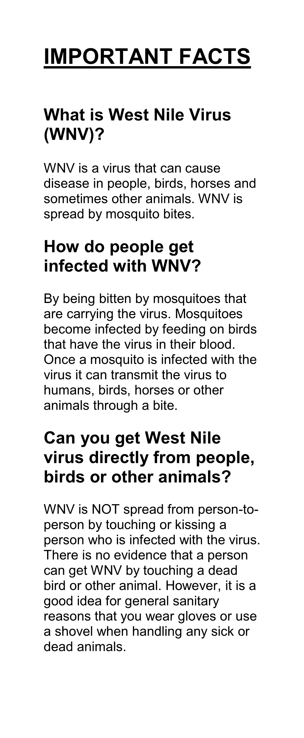 West Nile Virus, Mosquitoes and Your Family