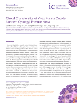 Clinical Characteristics of Vivax Malaria Outside Northern Gyeonggi