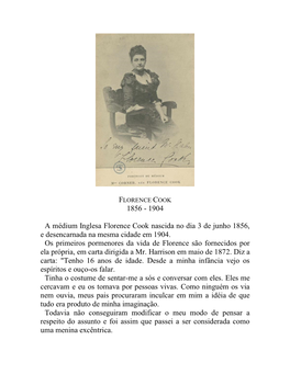 1904 a Médium Inglesa Florence Cook Nascida No Dia 3 De Junho
