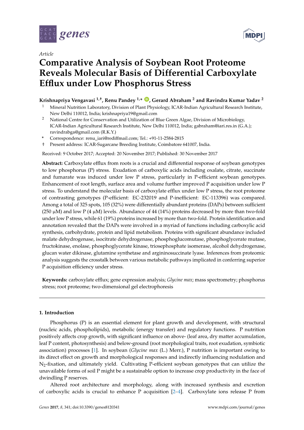 Comparative Analysis of Soybean Root Proteome Reveals Molecular Basis of Differential Carboxylate Efflux Under Low Phosphorus St