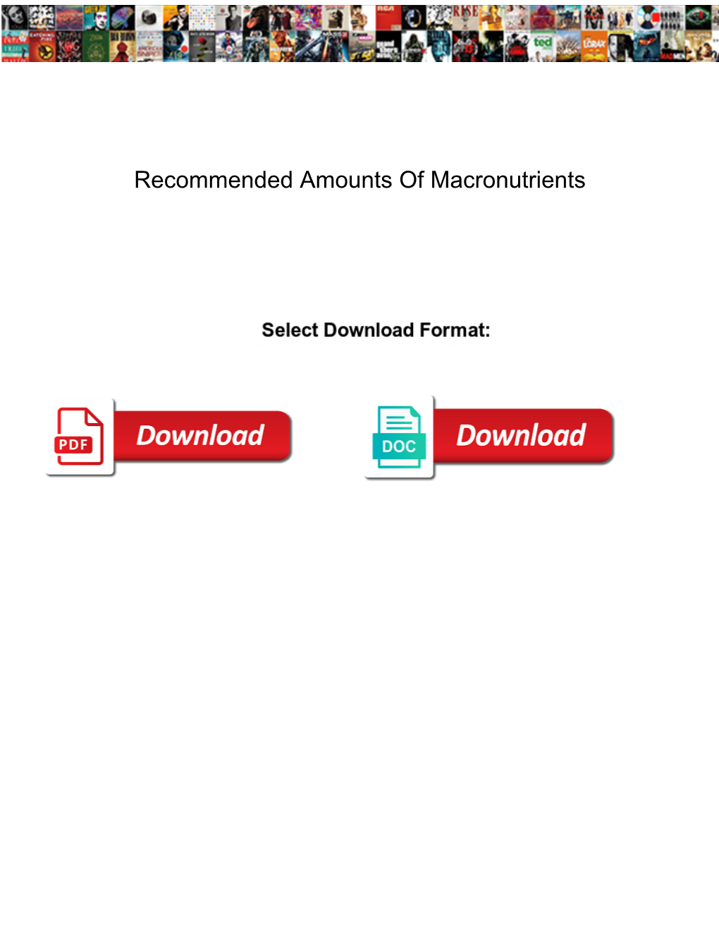 Recommended Amounts of Macronutrients