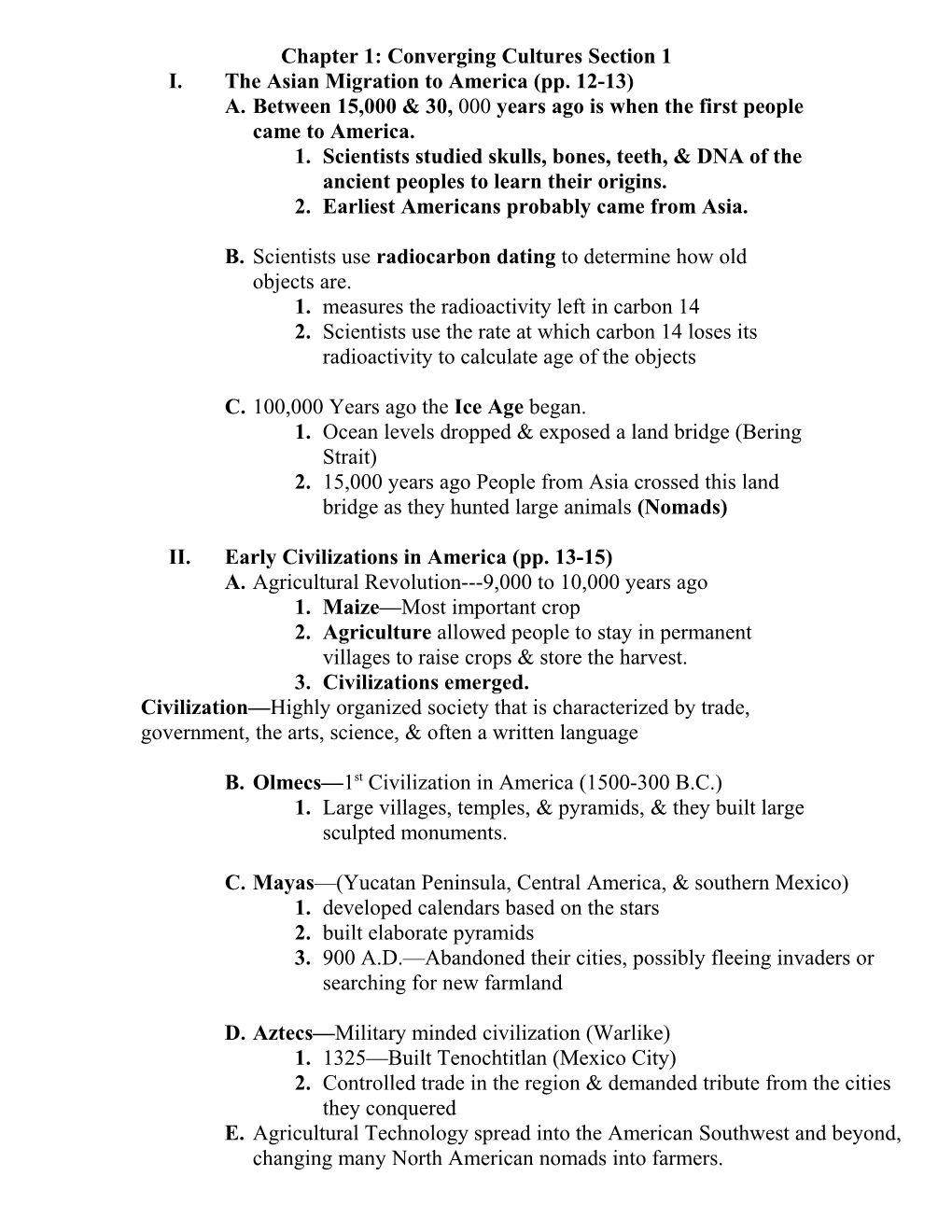 Chapter 1: Converging Cultures Section 1