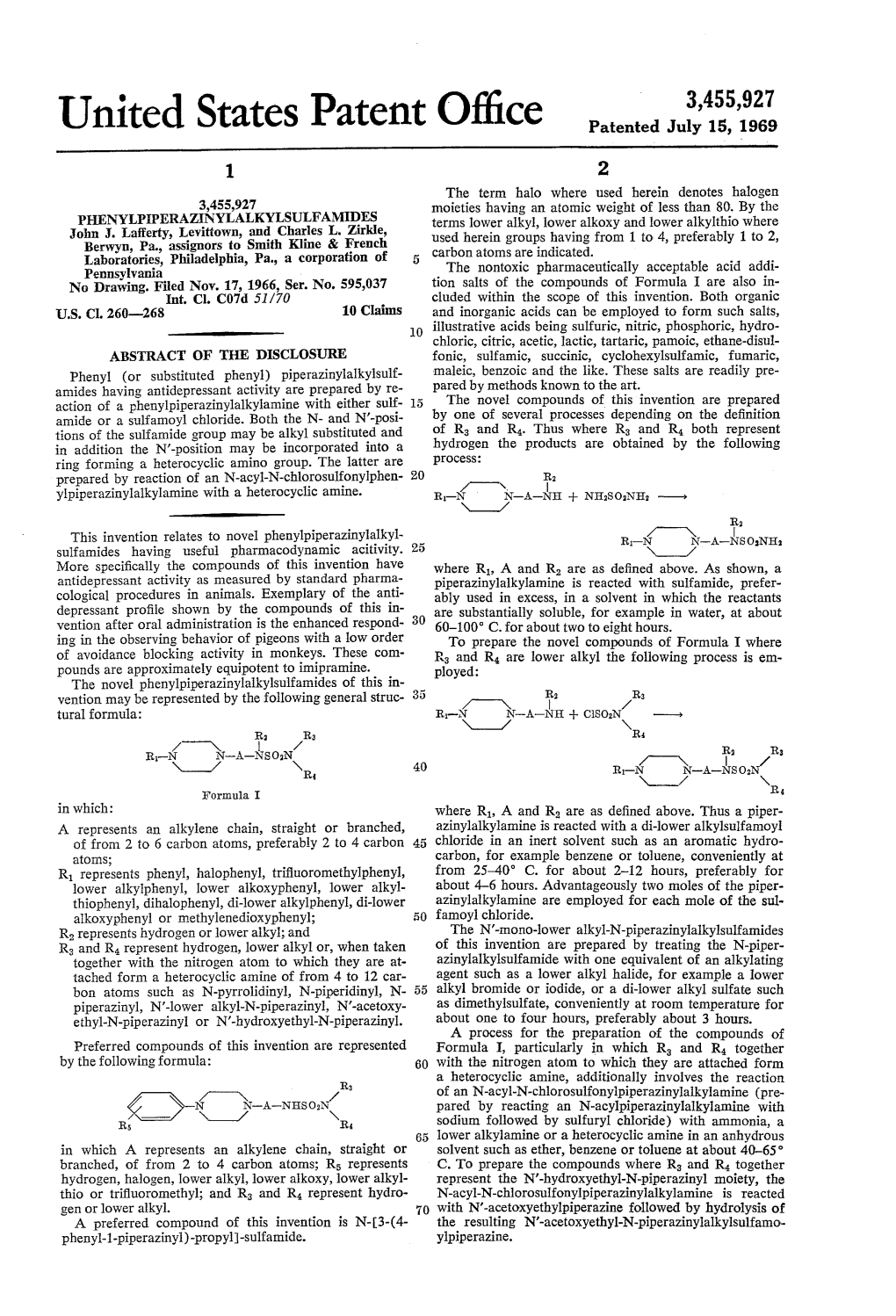 United States Patent Office Patented July 15, 1969 1