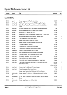 Papers of Colin Buchanan - Inventory List