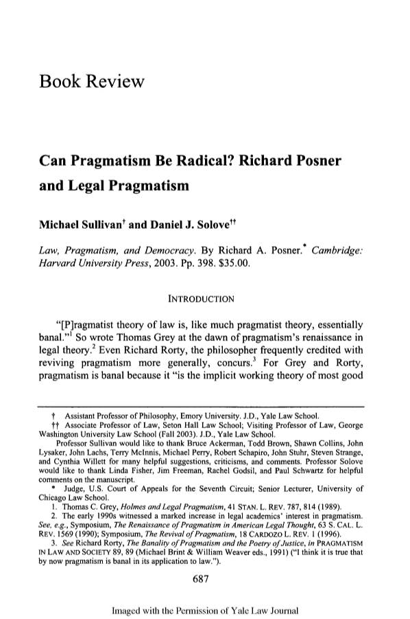 Richard Posner and Legal Pragmatism