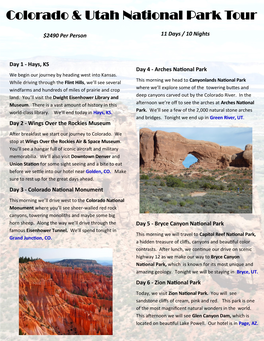 Colorado & Utah National Park Tour