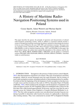A History of Maritime Radio- Navigation Positioning Systems Used in Poland