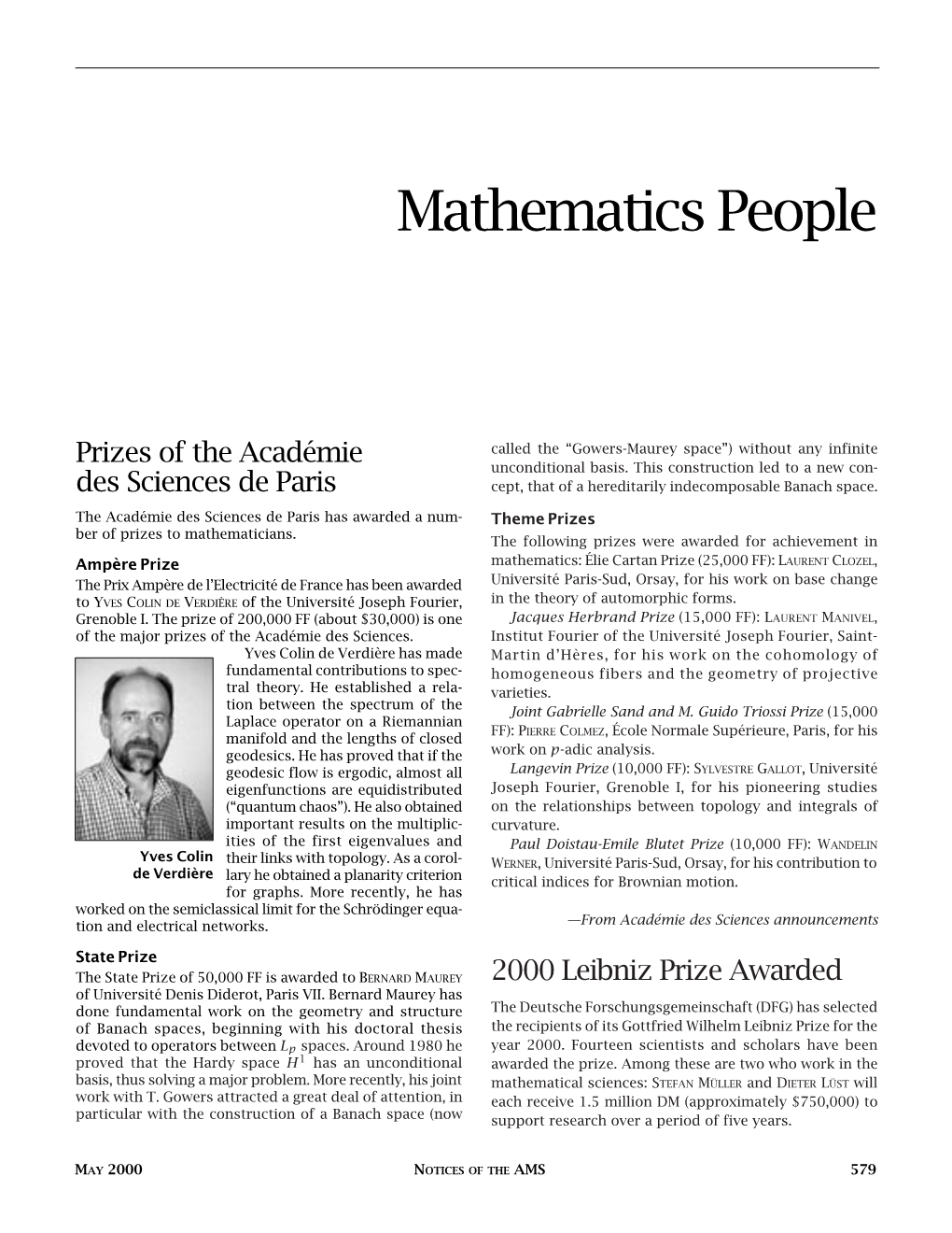 Mathematics People, Volume 47, Number 5
