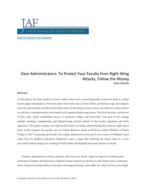 To Protect Your Faculty from Right-Wing Attacks, Follow the Money Isaac Kamola