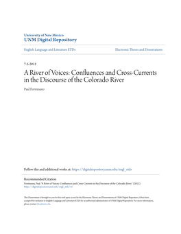 Confluences and Cross-Currents in the Discourse of the Colorado River Paul Formisano