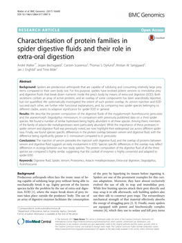Characterisation of Protein Families in Spider Digestive Fluids and Their Role