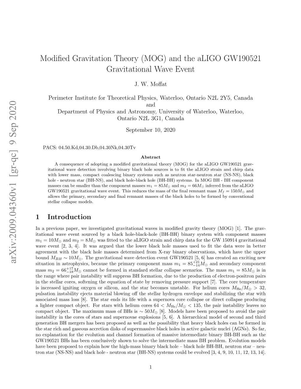 Modified Gravitation Theory (MOG) and the Aligo GW190521 Gravitational Wave Event