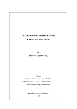 Deaf Ni-Vanuatu and Their Signs: a Sociolinguistic Study