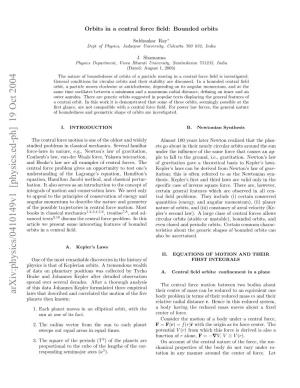 Arxiv:Physics/0410149V1 [Physics.Ed-Ph] 19 Oct 2004 Ftepsil Rjcoisi Eta Oc Oin Most Motion