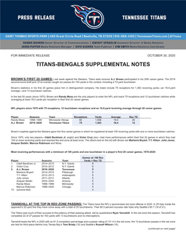 Titans-Bengals Supplemental Notes