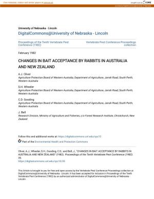 Changes in Bait Acceptance by Rabbits in Australia and New Zealand
