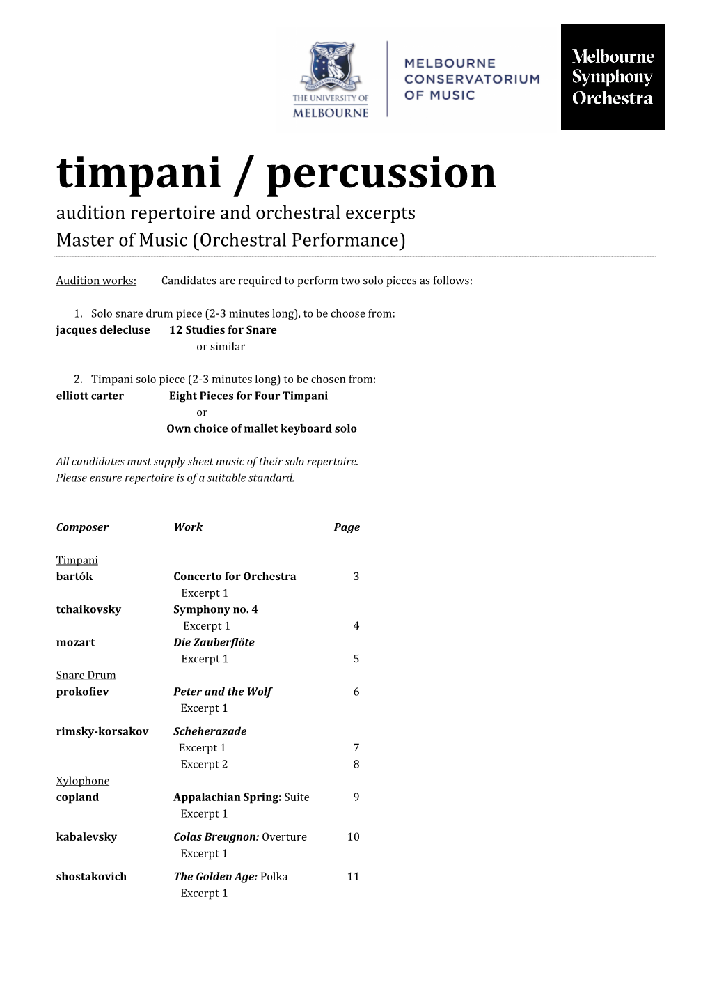 Timpani and Percussion 2019