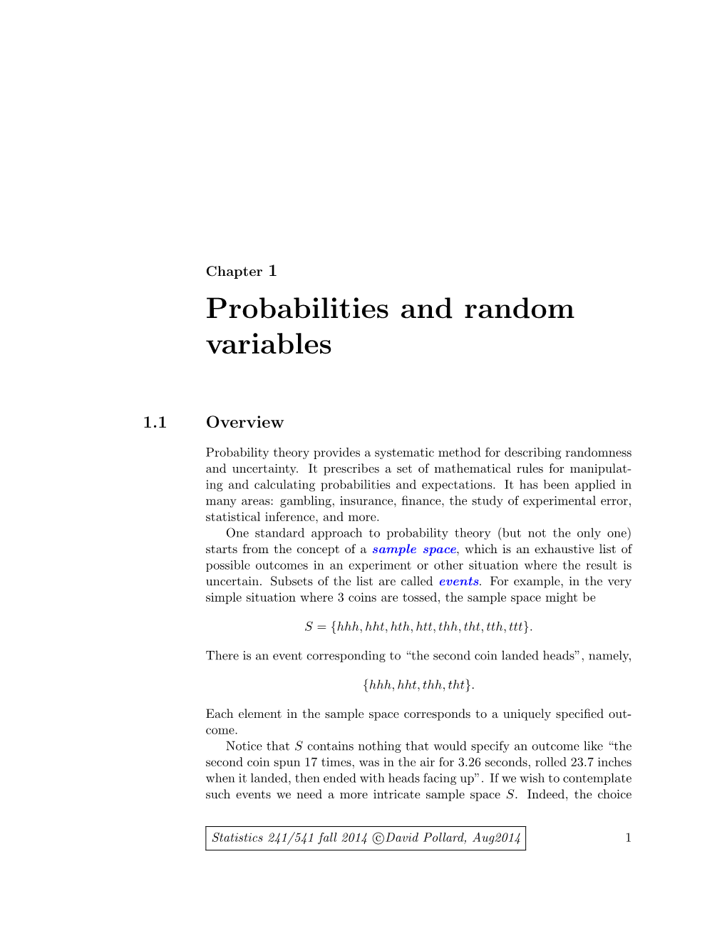 Probabilities and Random Variables