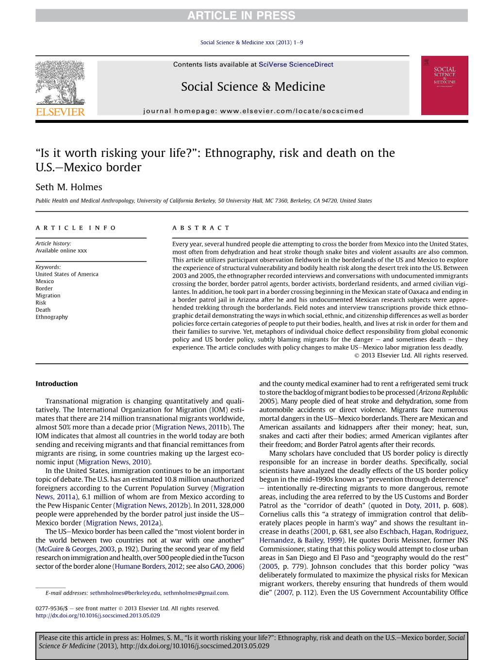 Is It Worth Risking Your Life?'': Ethnography, Risk