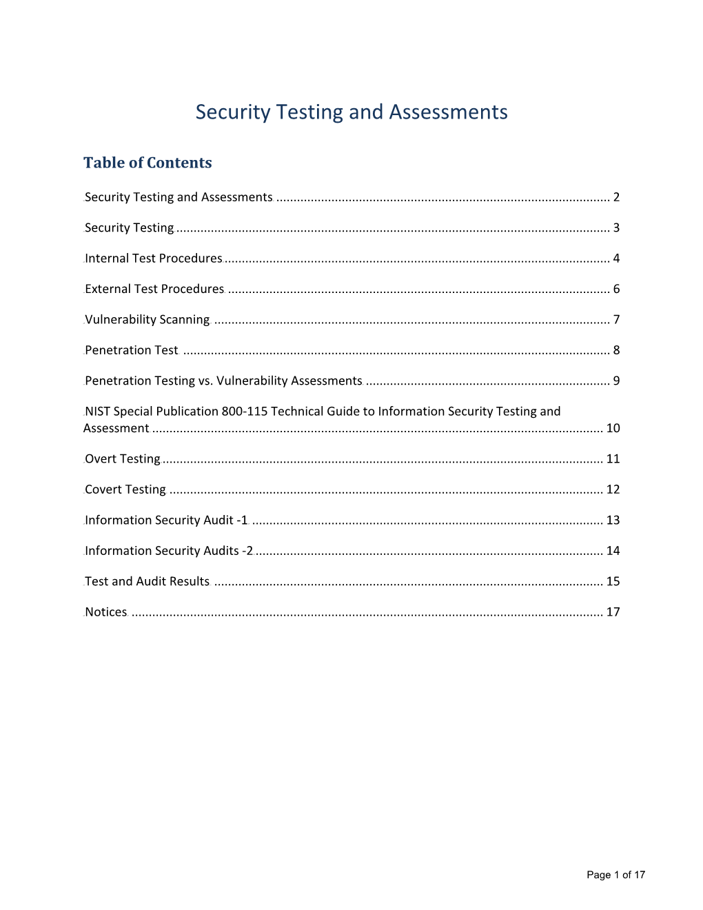 Security Testing and Assessments