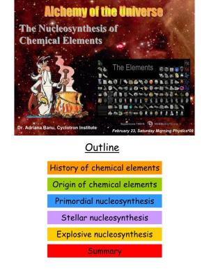 The Nucleosynthesis of Chemical Elements Outline