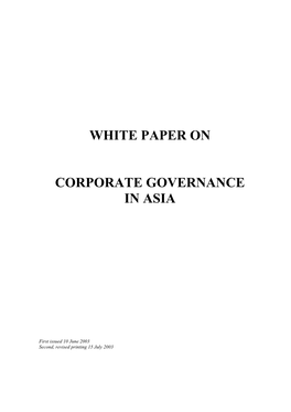 White Paper on Corporate Governance in Asia